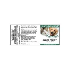Only Natural Pet Aller Free 7 Herbal Liquid Formula For Dogs & Cats -Pet Dog Supplies Aller Free 7 2 oz Label