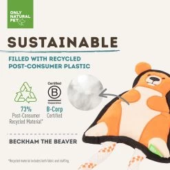 Only Natural Pet Mountain Friends Recycled Plush Dog Toys -Pet Dog Supplies BeckhamtheBeaverMountainFriendsPlushDogToySustainable