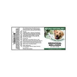 Only Natural Pet Bronchial Wellness Herbal Liquid Formula For Dogs & Cats -Pet Dog Supplies Bronchial Wellness Label