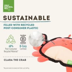 Only Natural Pet Sea Creatures Recycled Plush Dog Toys -Pet Dog Supplies ClaratheCrabSeaCreaturesPlushDogToySustainable