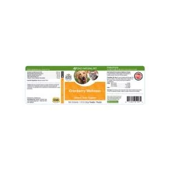 Only Natural Pet Cranberry Wellness Extract Supplement For Dogs & Cats -Pet Dog Supplies Cranberry Wellness Label