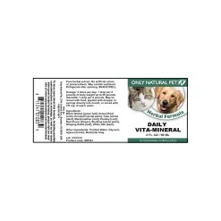 Only Natural Pet Daily Vita-Mineral Herbal Liquid Formula Trace Minerals For Dogs & Cats -Pet Dog Supplies Daily Vita Mineral Label