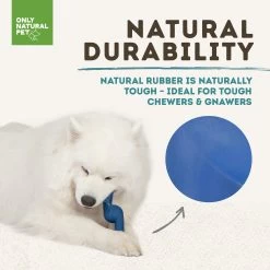 Only Natural Pet Natural Rubber Bond Building Fetch And Tug Dog Toys -Pet Dog Supplies DarkBlueFling FletchDurabilityInfographic