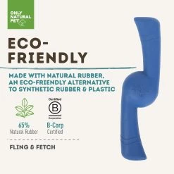 Only Natural Pet Natural Rubber Bond Building Fetch And Tug Dog Toys -Pet Dog Supplies DarkBlueFling FletchEco FriendlyInfographic