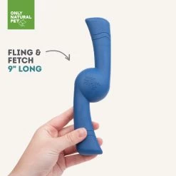 Only Natural Pet Natural Rubber Bond Building Fetch And Tug Dog Toys -Pet Dog Supplies DarkBlueFling FletchSizeInfographic