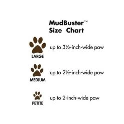 Dexas For Pets Paw Cleaning Mudbuster In Pro Blue -Pet Dog Supplies Dexas Mudbuster SIzeChart