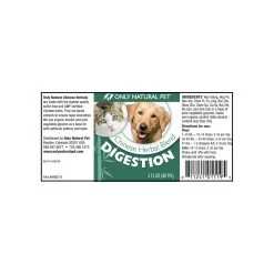 Only Natural Pet Digestion Chinese Herbal Blend Formula For Dogs & Cats -Pet Dog Supplies Digestion Label