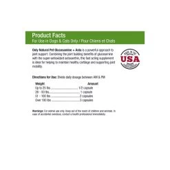 Only Natural Pet Glucosamine + Asta Joint Supplement For Dogs & Cats -Pet Dog Supplies Glucosamine Asta Product Facts