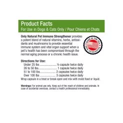 Only Natural Pet Immune Strengthener Support Supplement For Dogs & Cats -Pet Dog Supplies ImmuneStrengthenerProductFacts