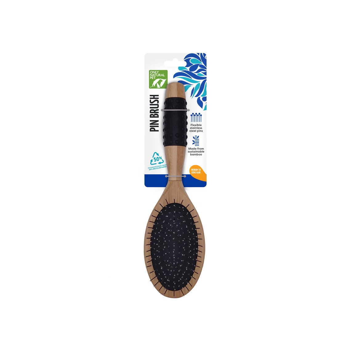 Only Natural Pet Pin Brush With Bamboo Handle For Dogs 1 Only Natural Pet Pin Brush With Bamboo Handle For Dogs