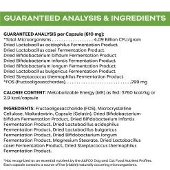 Only Natural Pet Probiotic Blend -Pet Dog Supplies Probiotic Blend Capsules Guaranteed Analysis Ingredients