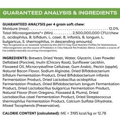 Only Natural Pet Probiotic Blend -Pet Dog Supplies Probiotic Blend Soft Chews Guaranteed Analysis Ingredients