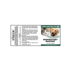 Only Natural Pet Respiratory Support Herbal Formula -Pet Dog Supplies Respiratory Support 4 oz Label