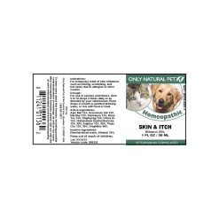 Only Natural Pet Skin & Itch Homeopathic Remedy -Pet Dog Supplies Skin Itch Homeopathic Label