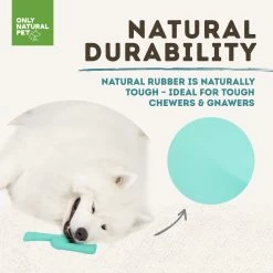 Only Natural Pet Natural Rubber Bond Building Fetch And Tug Dog Toys -Pet Dog Supplies TealFling FletchDurabilityInfographic