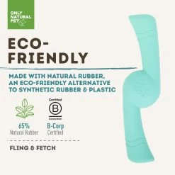 Only Natural Pet Natural Rubber Bond Building Fetch And Tug Dog Toys -Pet Dog Supplies TealFling FletchEco FriendlyInfographic