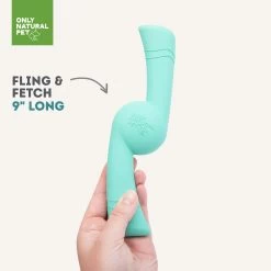 Only Natural Pet Natural Rubber Bond Building Fetch And Tug Dog Toys -Pet Dog Supplies TealFling FletchSizeInfographic