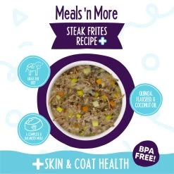 Weruva Meals 'n More Skin & Coat Wet Dog Food -Pet Dog Supplies WeruvaMeals nMoreSkin CoatWetDogFoodSteakFritesInfographic