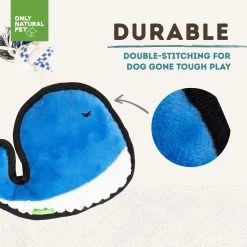 Only Natural Pet Sea Creatures Recycled Plush Dog Toys -Pet Dog Supplies WinstontheWhaleSeaCreaturesPlushDogToyDurable