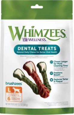 Whimzees Vegetarian Dental Chews For Dogs -Pet Dog Supplies brushzeeslarge
